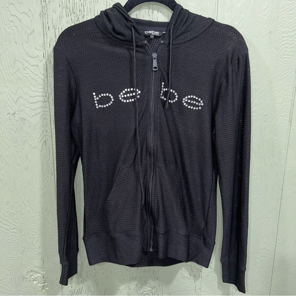 BEBE sport fullzip black mesh womens small